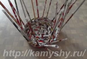Плетение корзинки из бумажной лозы
