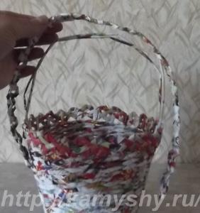 Плетение корзинки из бумажной лозы