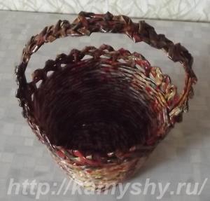 Плетение корзинки из бумажной лозы
